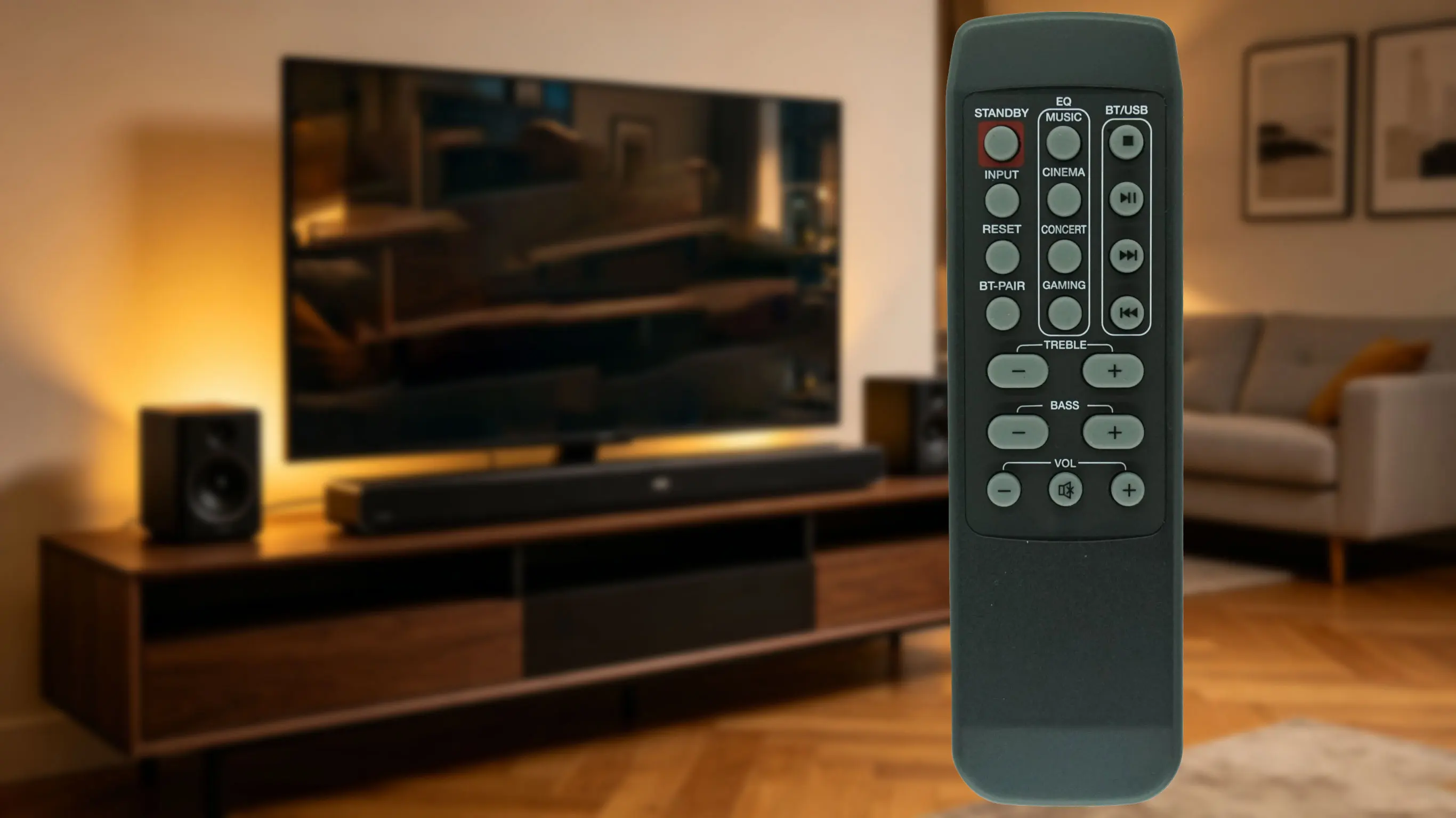 Control remoto para PURE ACOUSTICS HDS-100 y Rockville ROCKBAR 40 y CREATIVE Stage MF8360, sistema de altavoces con barra de sonido para cine en casa