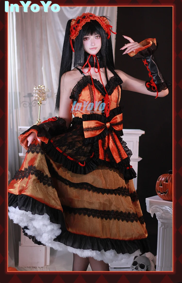 InYoYo-Tokisaki Kurumi Cosplay Costume pour femme, Anime, Lovely Lolita fur s, Py Play, Halloween Outfit, Dadly A Live, Nouveau