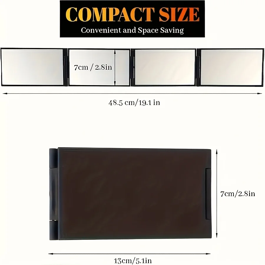 1pc/ Four-fold Handheld Mirror - Four-sided simple folding mirror, portable and portable dressing mirror, carry around