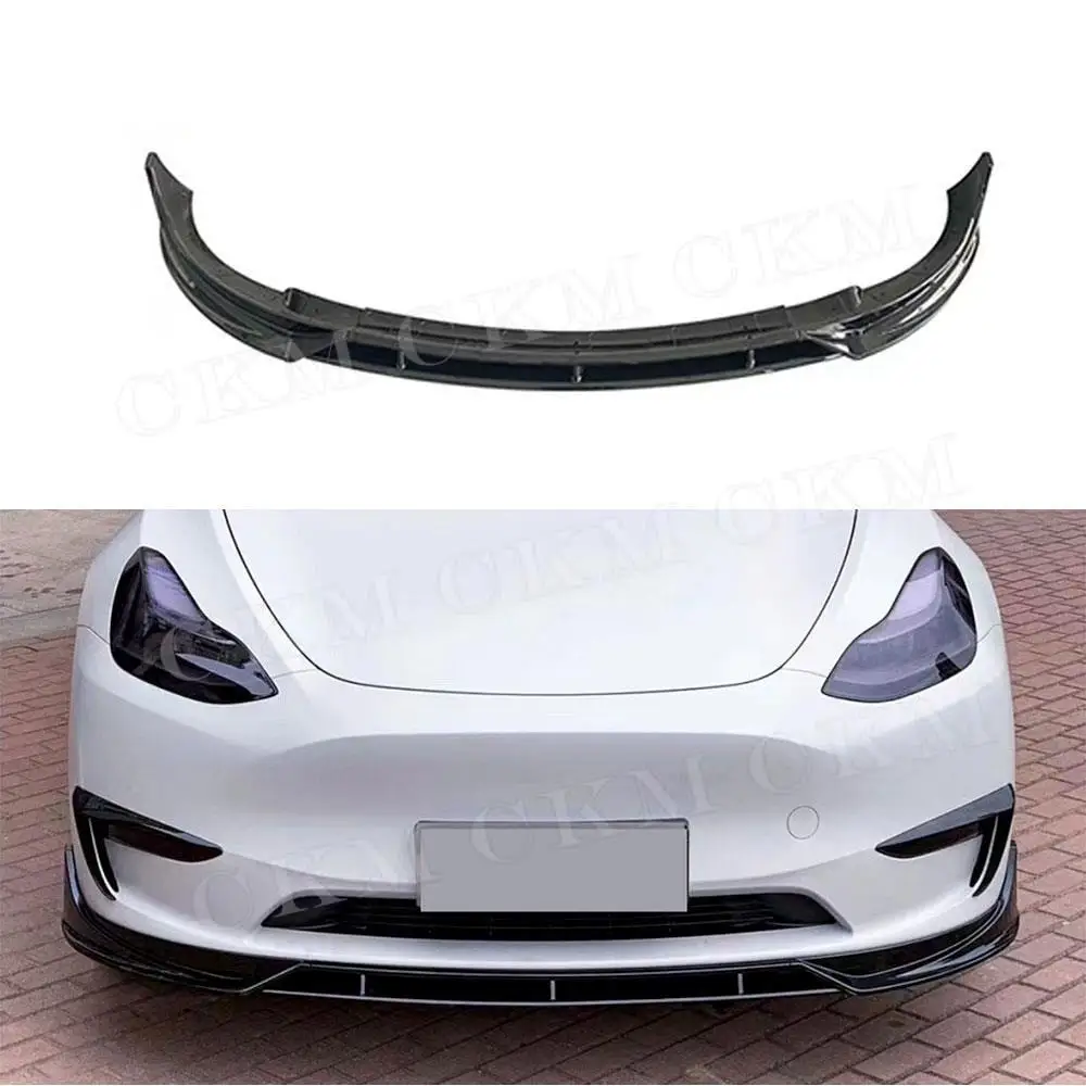 

Carbon Fiber Front Lip Spoiler for Tesla Model Y 2021+ Front Bumper Lip Chin Spoiler Body Kit Add On