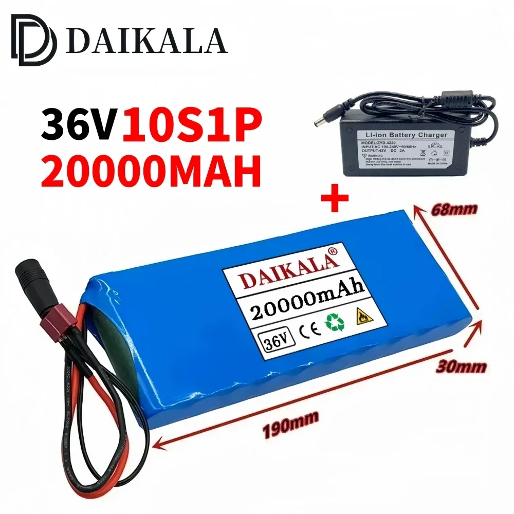 10s1p 36V 20000mAh High capacity 18650 Rechargeable Li-ion Batteries Pack，For 36V Electric Bicycle Scooter with 20A BMS