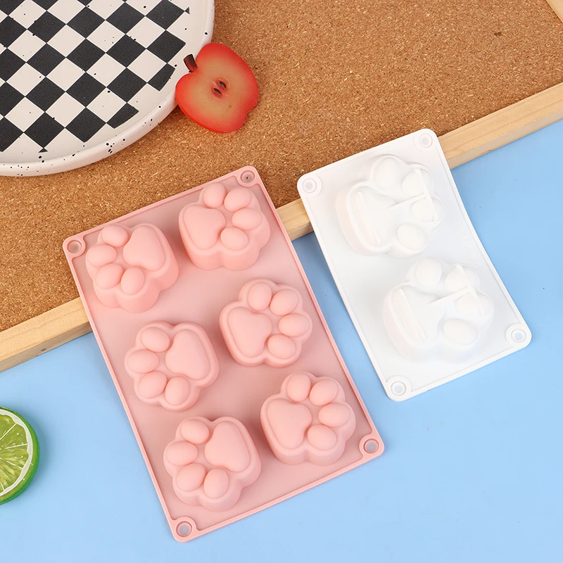 2/6 Cavity Cat Paw Silicone Soap Mold Animal Candle Resin Plaster Mold DIY Chocolate Jelly Cake Ice Cube Making Desk Decor Gift