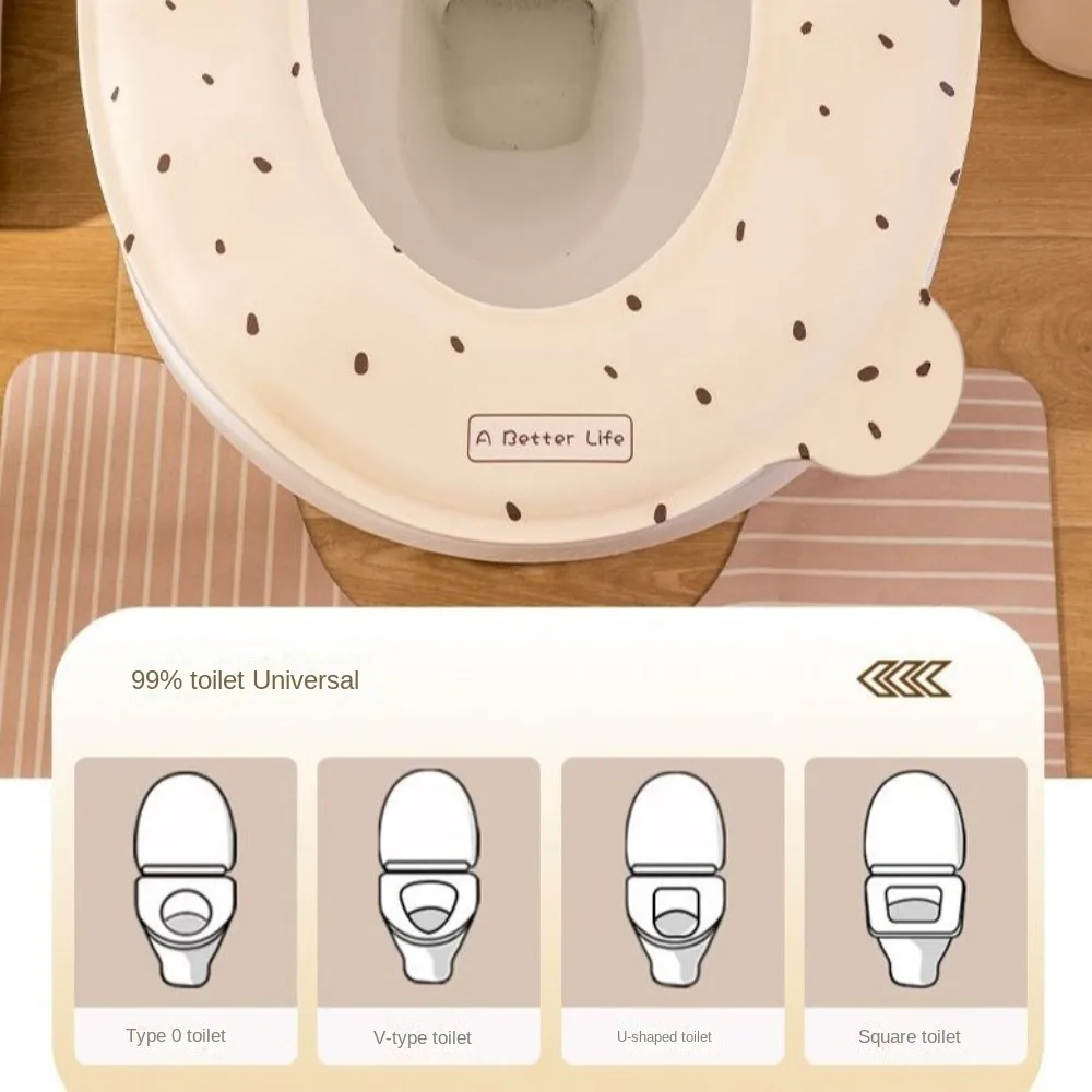 3PCS Handheld Toilet Seat Cover Thickened Cartoon Paste Type Toilet Cushion Comfortable Waterproof Closestool Mat Home Use