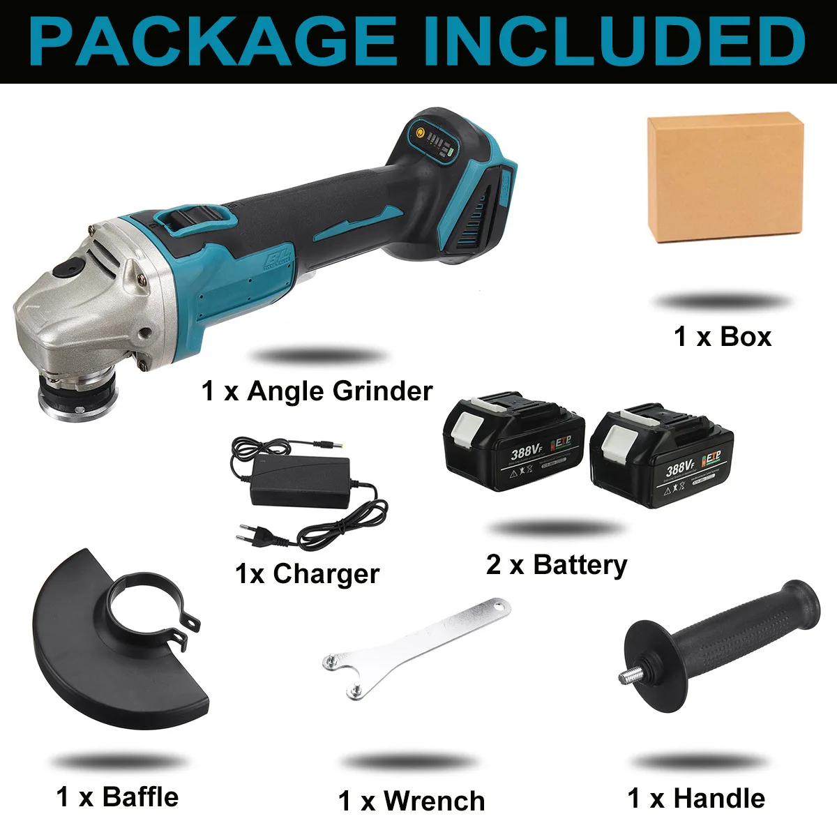 lithium battery brushless angle grinder polishing machine cutting machine rechargeable durable grinding machine plastic box