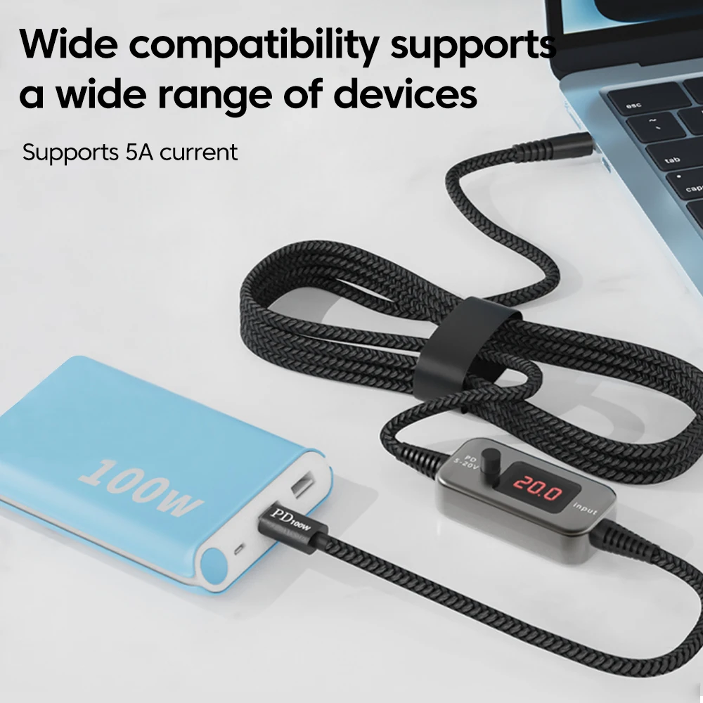 Kabel USB C do DC 100W z podwyższającym napięciem, konwerter podwyższający napięcie USB C do DC 5V/9V/12V/15V/20V z regulacją napięcia, kabel TypeC do routera WiFi — zdjęcie produktu 6