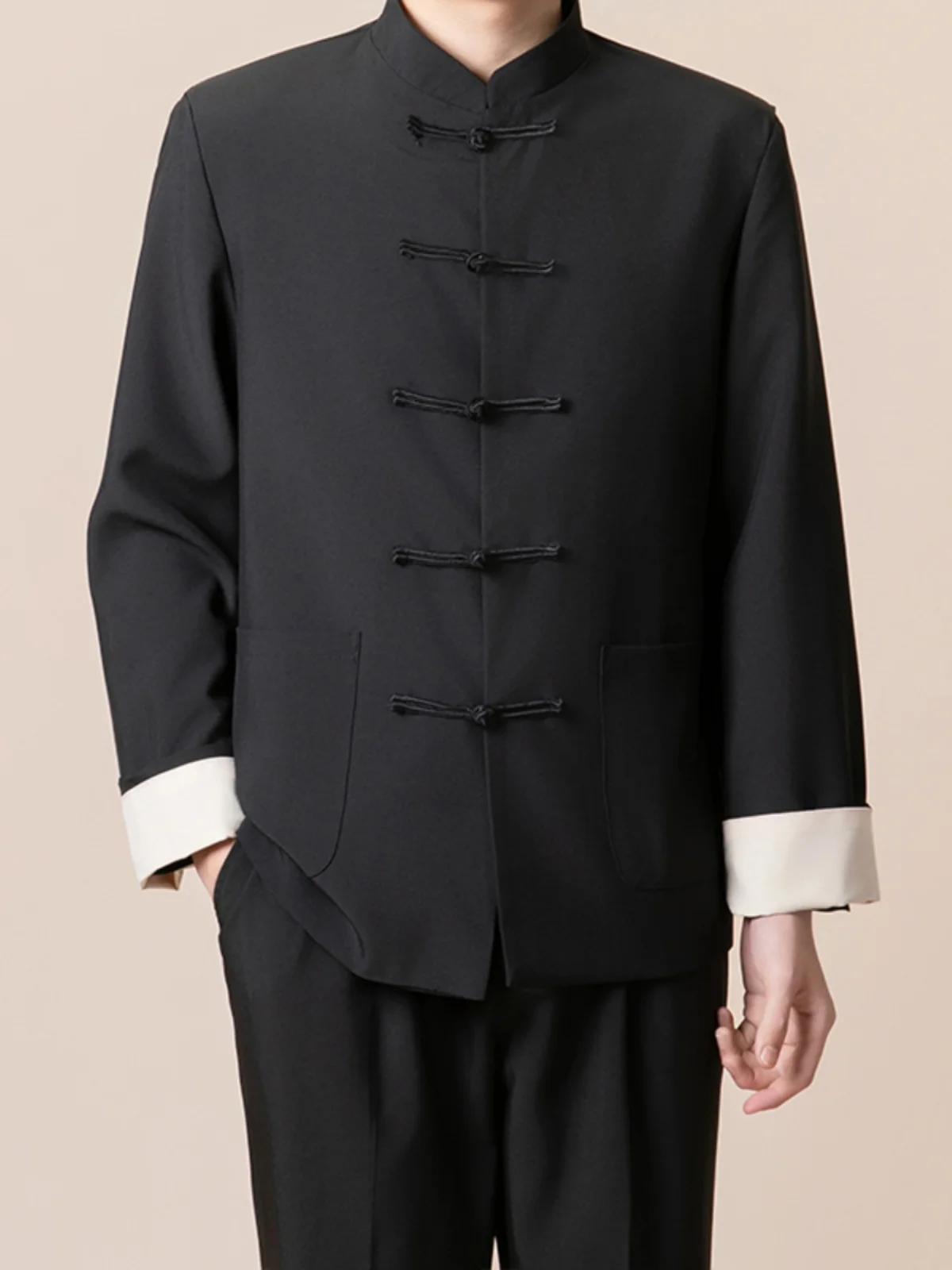 

New Chinese Sle Men's Suit Set Trendy Spring Autumn Straight Leg Pants Button up Jaet Casual Western Wear Ensemble