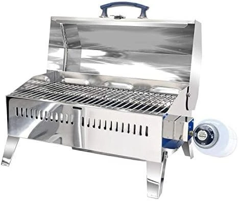 

Marine-Grade Stainless Steel Barbecue Grill for Boats - Portable Propane Gas with 9”x18” Grilling Surface