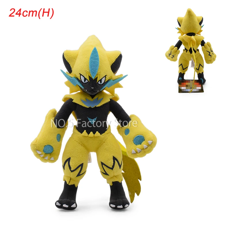 Pokemon Geel Wit Zeraora Glanzende Cartoon Knuffel Anime Knuffel Peluche Pop Kids Speelgoed Voor Kinderen Kerstcadeau