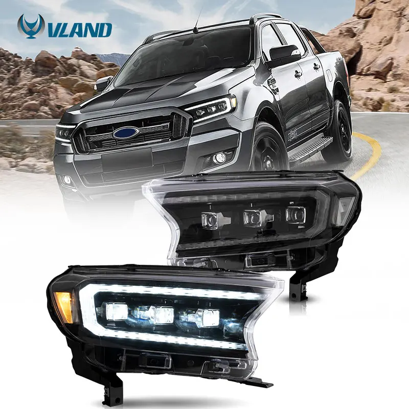 

VLAND Full LED Front Lamp Head Lights Assembly 2015-2019 2020 With Dynamic Turn Signal for Ford Ranger T6 T7 T8