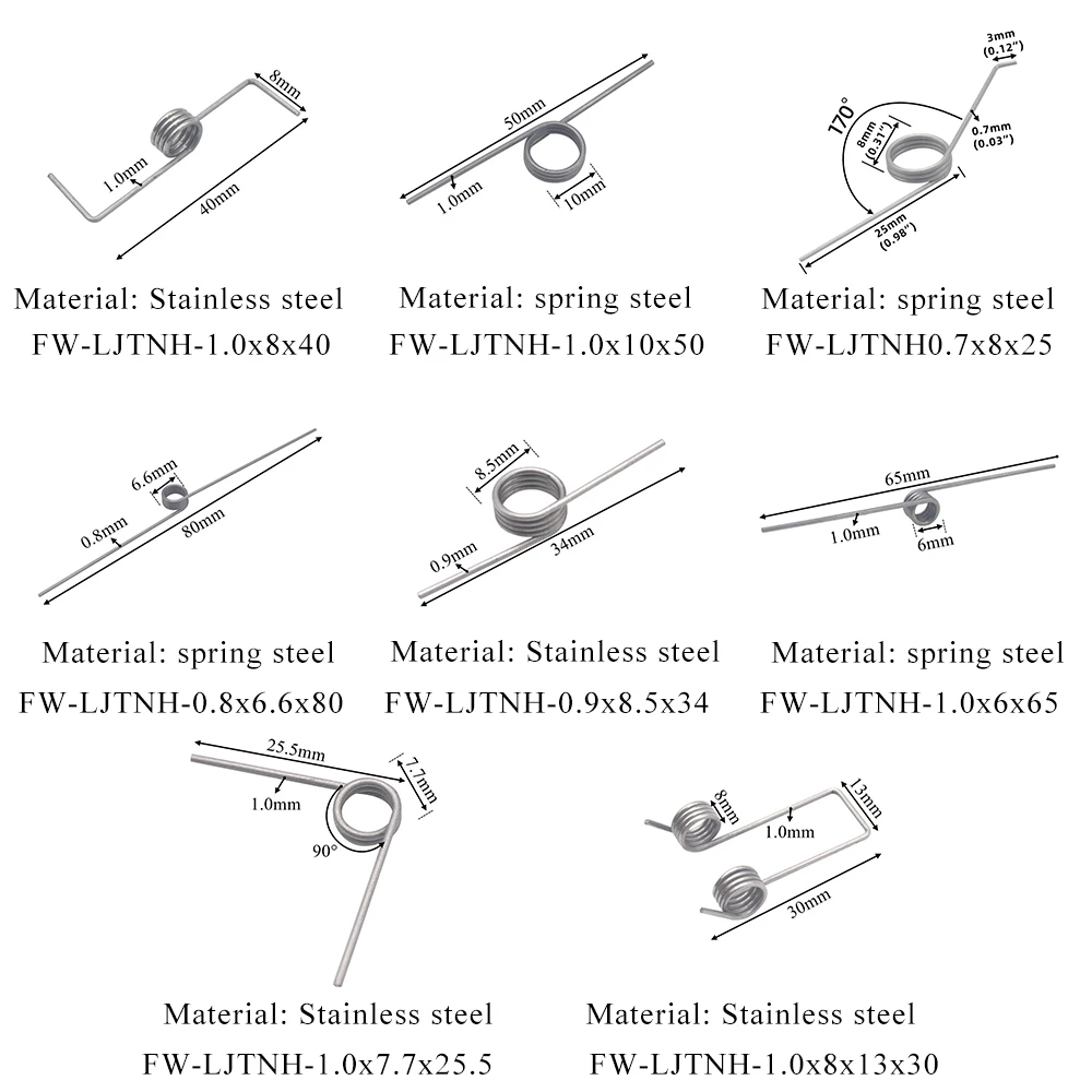 5pcs/lot Garbage Can Adjustable 0.7mm Zinc Plating 170 Degree Torsion Spring