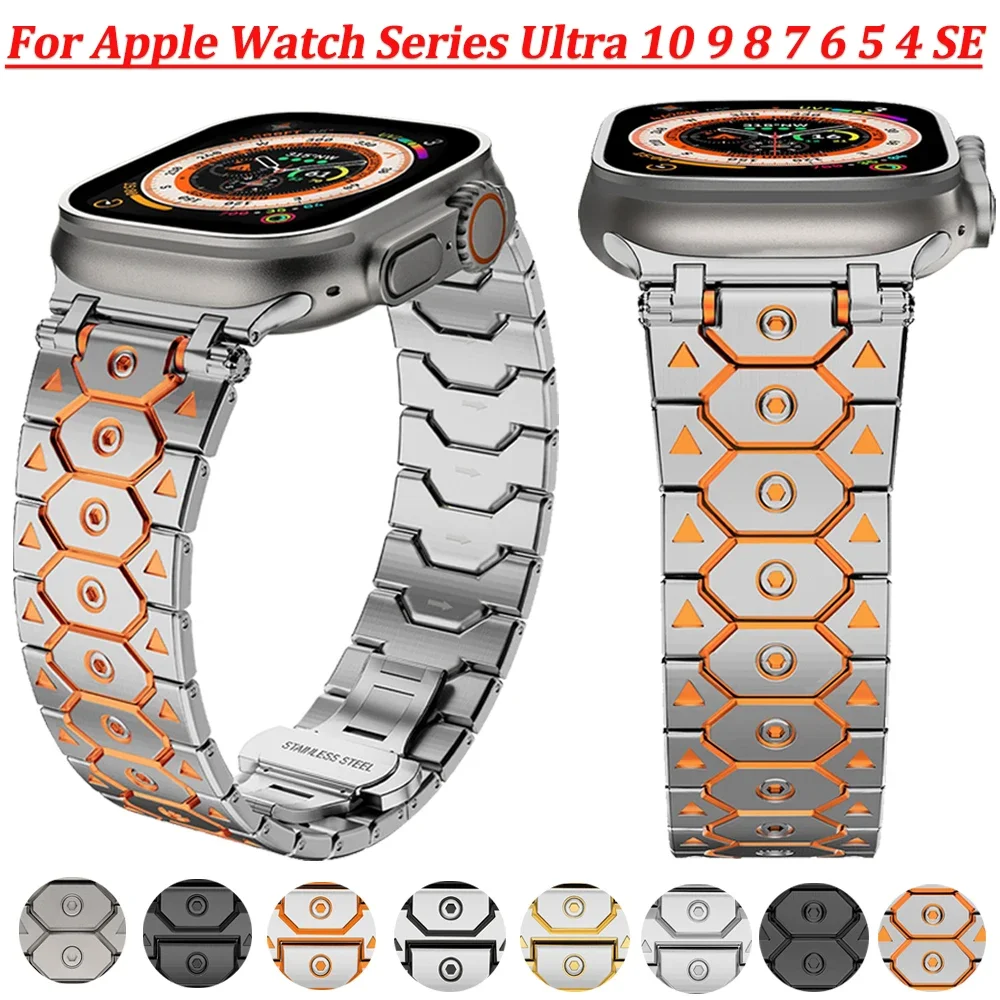 

Stainless steel Strap for Apple Watch Band Ultra 49mm 46mm 45mm 44mm 42 41 40mm Metal Band iWatch Series Ultra 10 9 8 7 6 5 4 SE