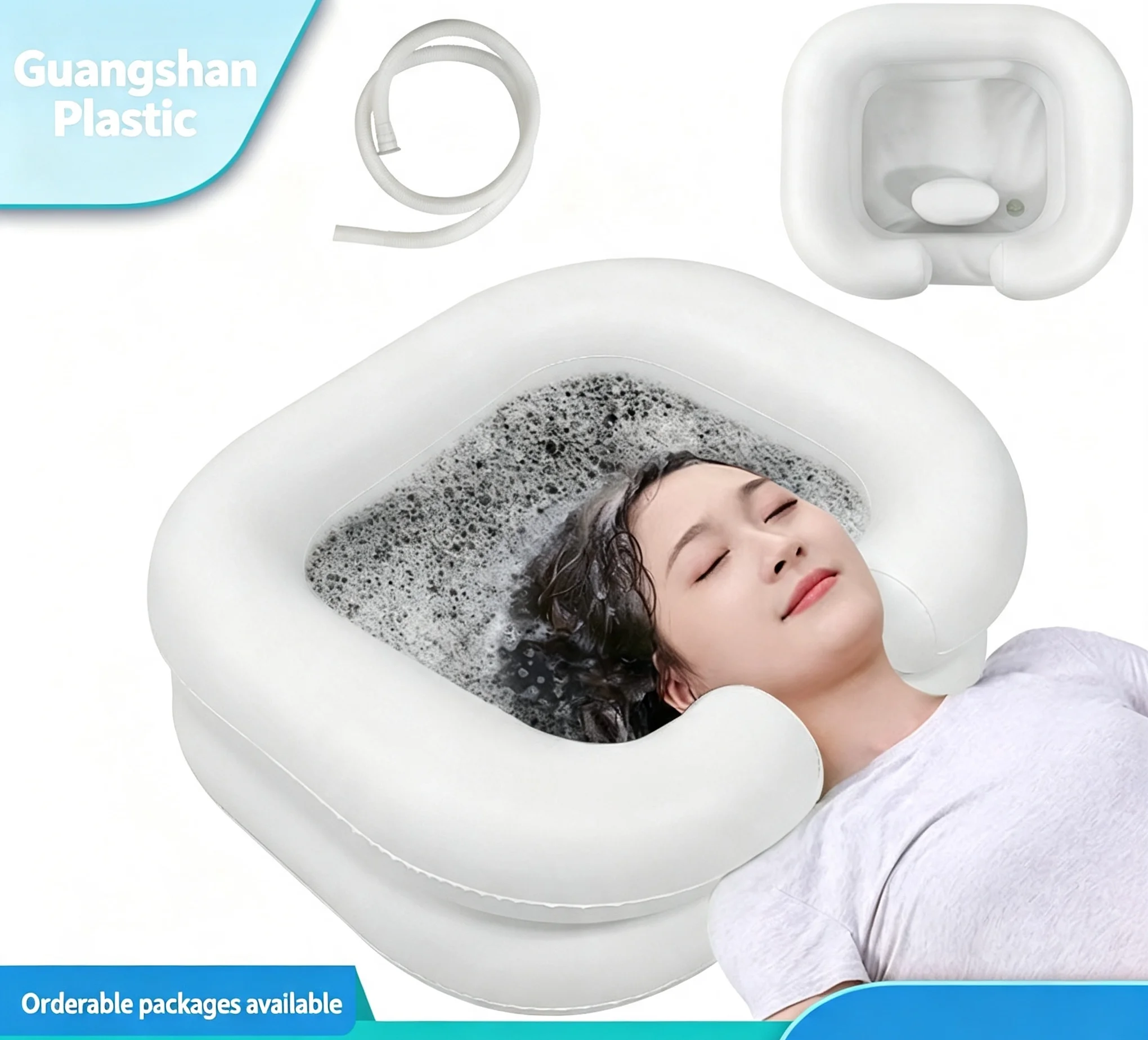 Factory Direct Supply Household PVC Inflatable Hair Washing Basin Double Layer Elderly Care Shampoo Pool Bath Tub