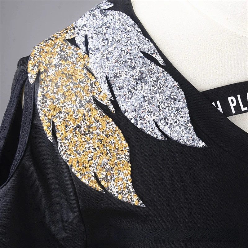 Engood 50pcs Leaf Embellishment  Apparel Sewing Hot Melt Adhesive Rhinestone Clothing Shoes Hat Bag hoop Button Deco Accessories