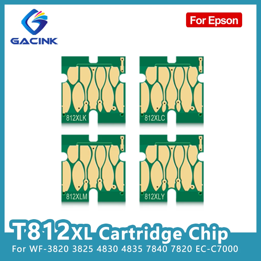 T812 812 XL Ink Cartridge Chip For Epson WF-3820 WF-3825 WF-4830 WF-4835 WF-7840 WF-7820 WF-7310 EC-C7000 Printer 812XL