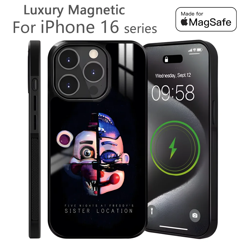 Fnaf Five-nights-At-FreDdys Phone Case For iPhone 16 15 14 13 12 11 Pro Max Plus Mini Magnetic Magsafe Wireless Charging Cover