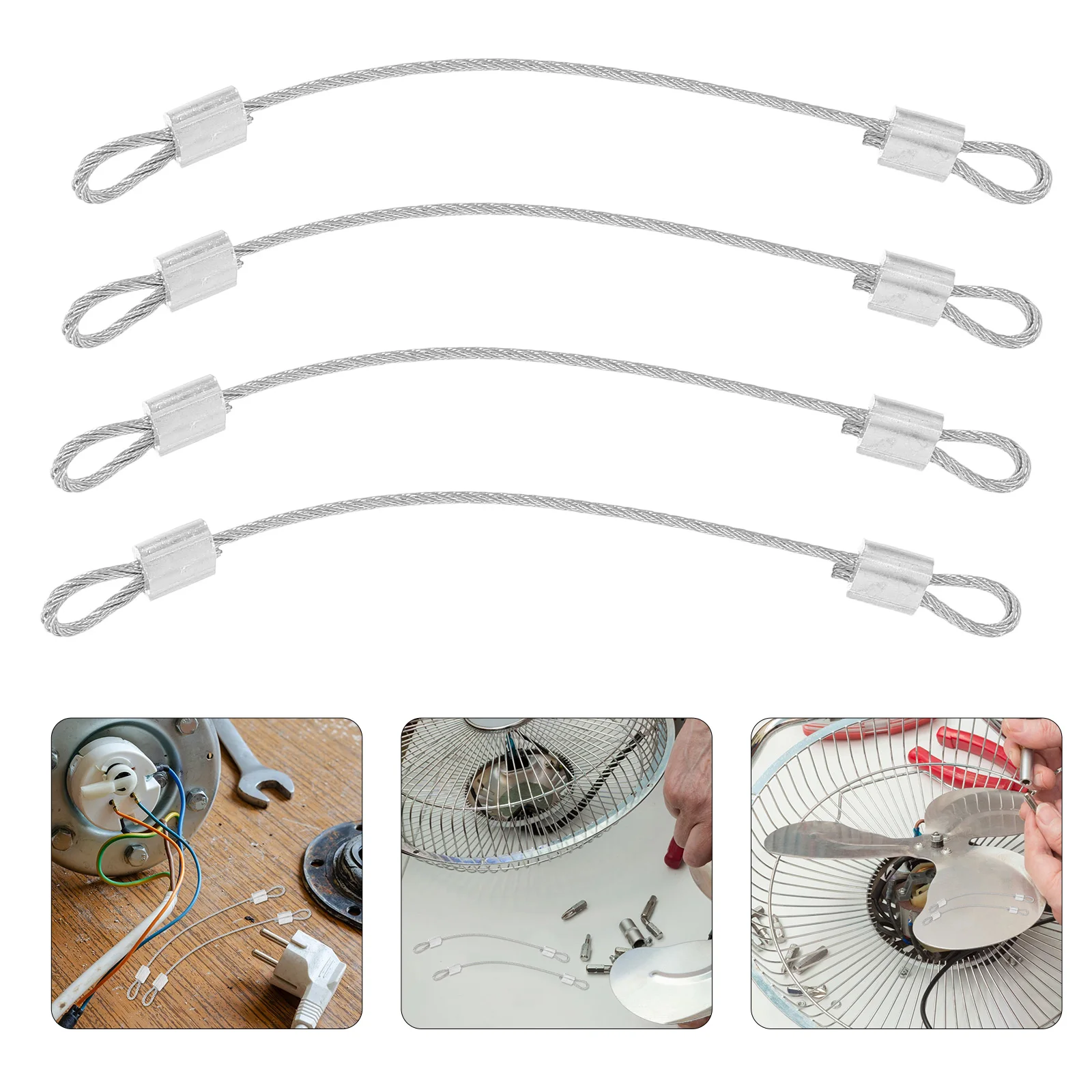 

4pcs Electric Fan Accessories Durable Security Chains Adjustable Metal Cable Wire Rope Compatible Enhanced Safety