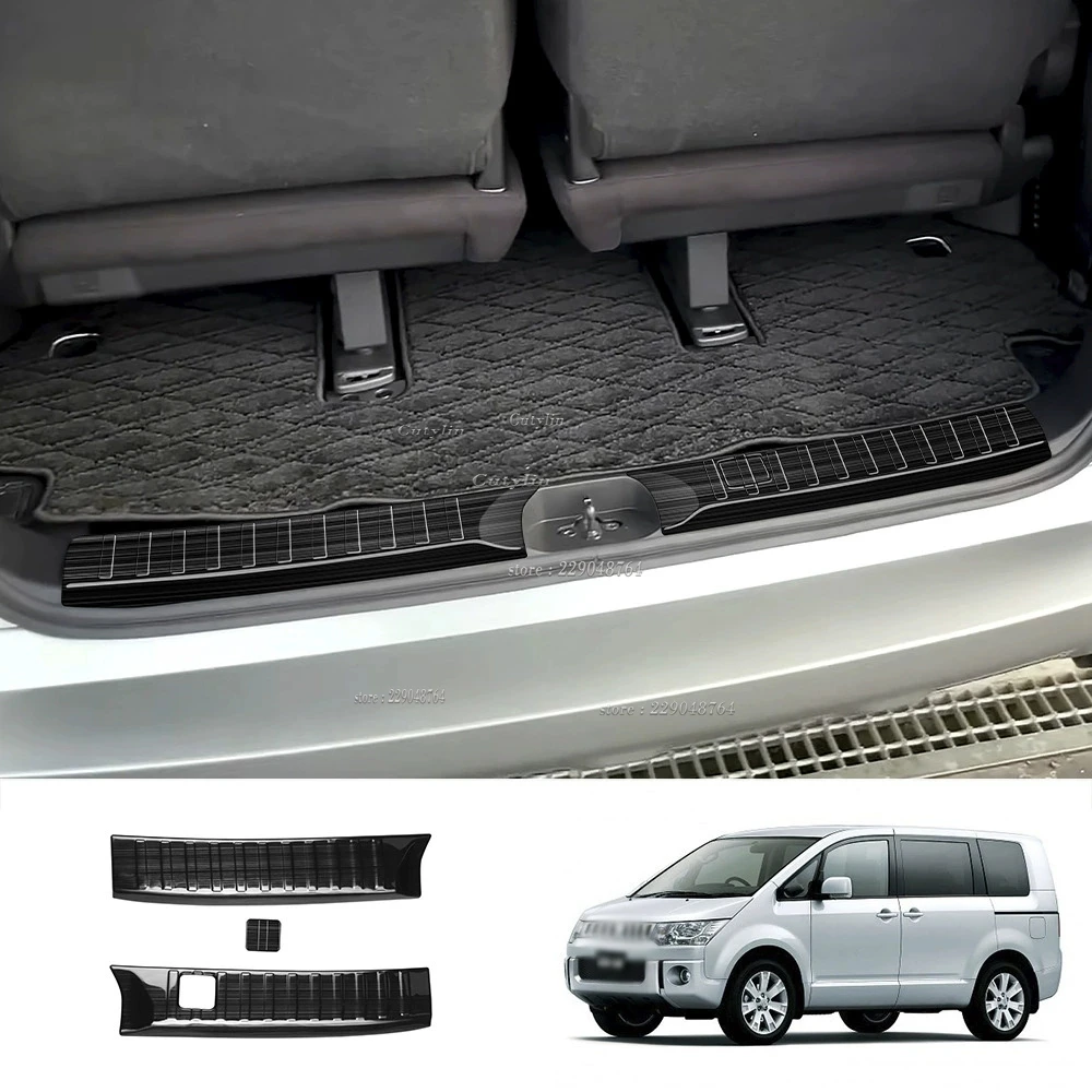 

For Mitsubishi Delica D:5 2023 2024 2025 Stainless Steel Rear Bumper Protector Door Sill Trunk Tread Plate Cover Car Accessories