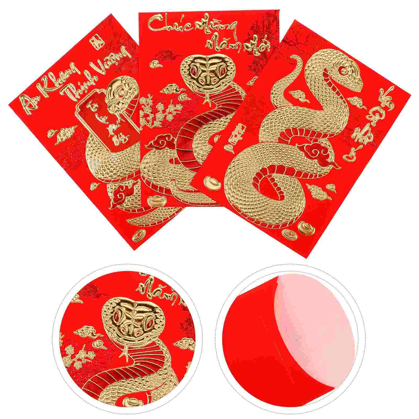 18 Uds. Sobre rojo del Festival de Primavera del Año Corto de la serpiente, sobres de dinero chinos para regalo, bolsillos de papel Fengshui Hongbao