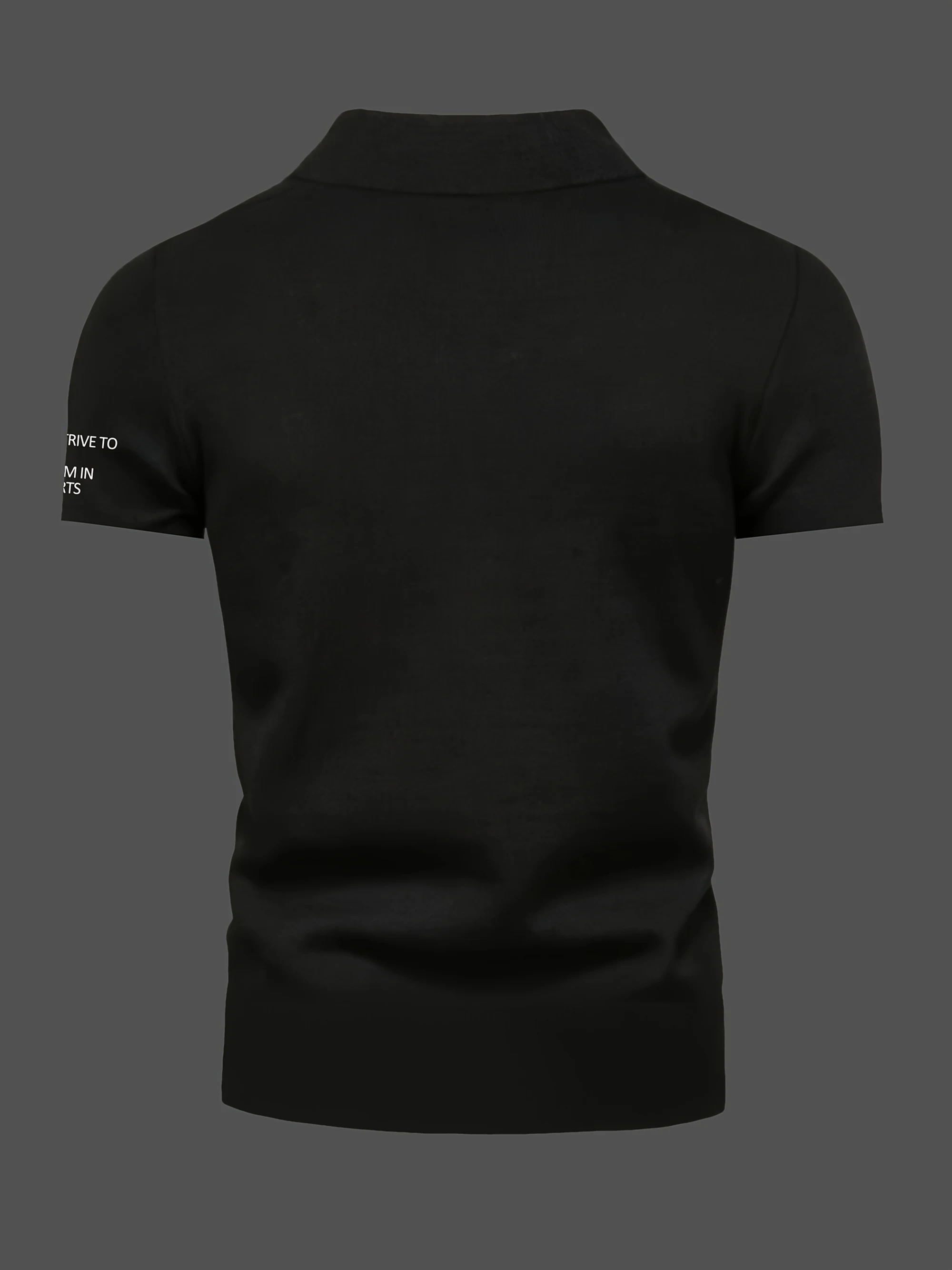 Half high neck black round neck T-shirt, casual letter printed base top