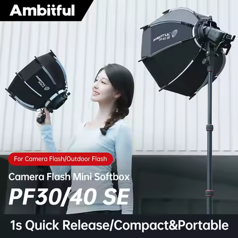 AMBITFUL 30cm PF30 SE 40cm PF40 SE Camera Flash Mini Softbox Portable Octagon Umbrella Softbox + Honeycomb Grid for V1 AD200PRO