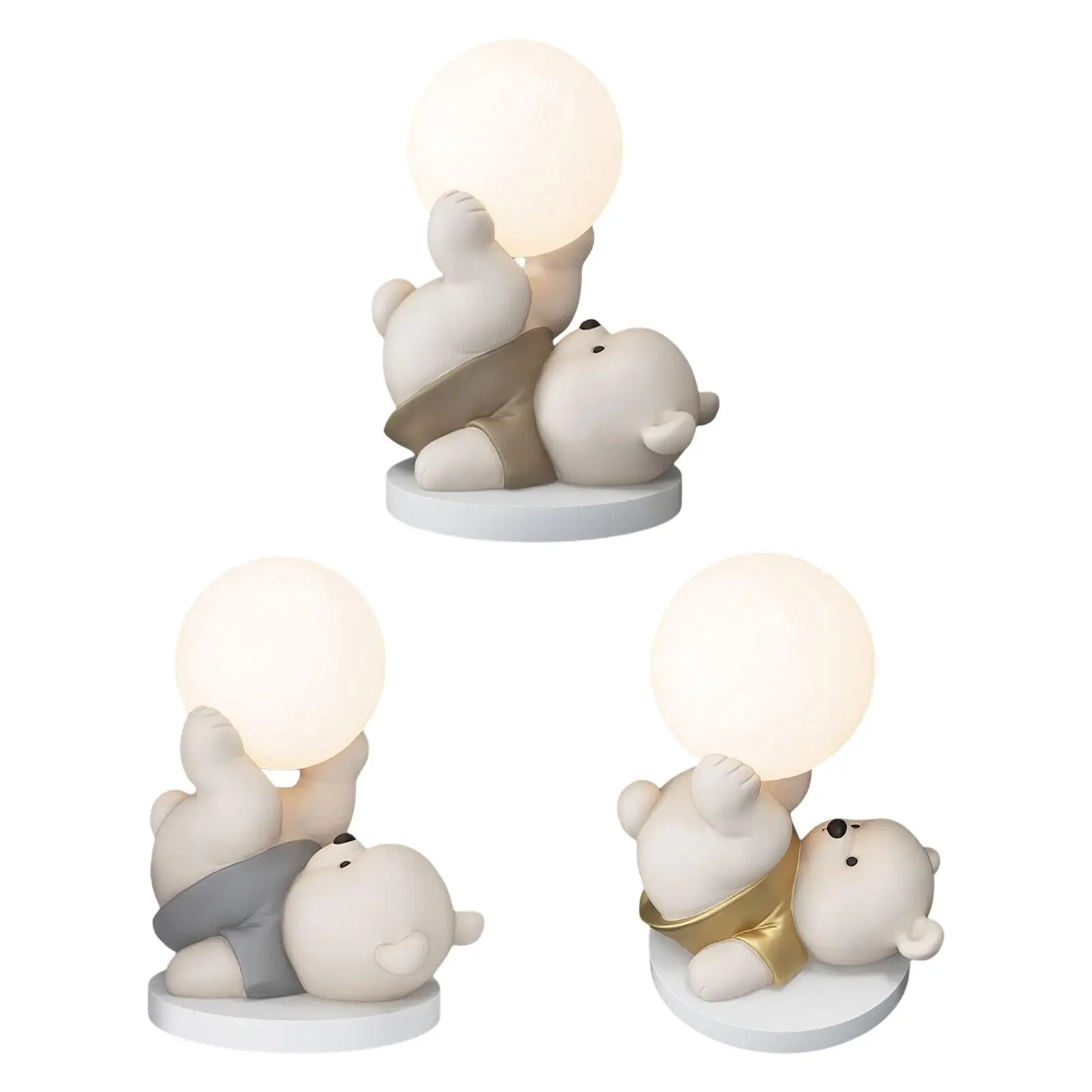 Lovely Bear Figurine USB Charging Night Lamp Table Ornament Home Decor Bottom Diameter x Height 16x25cm