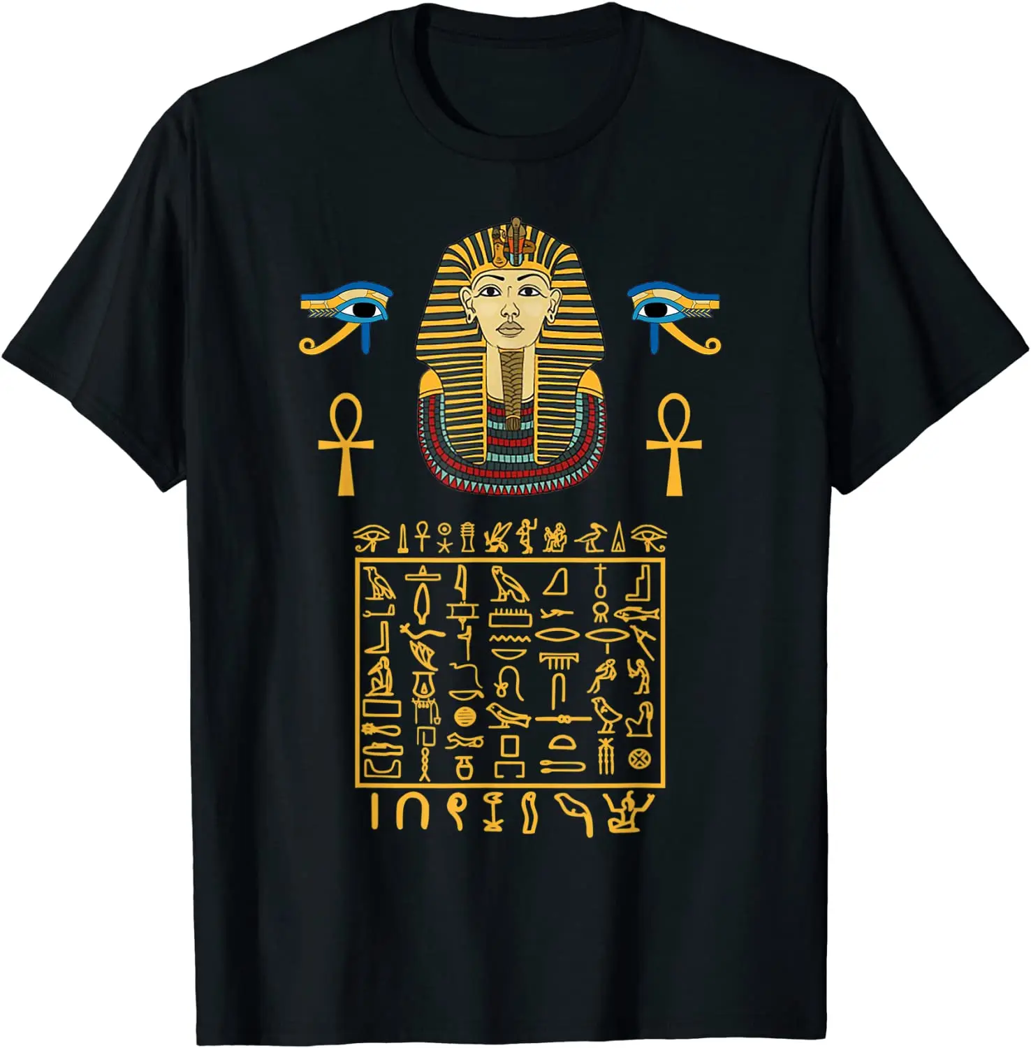 Egyptian Hieroglyphic Letters Symbols King Tut Pharaoh T Shirt. Short Sleeve 100% Cotton Casual T-shirts Loose Top Size S-3XL