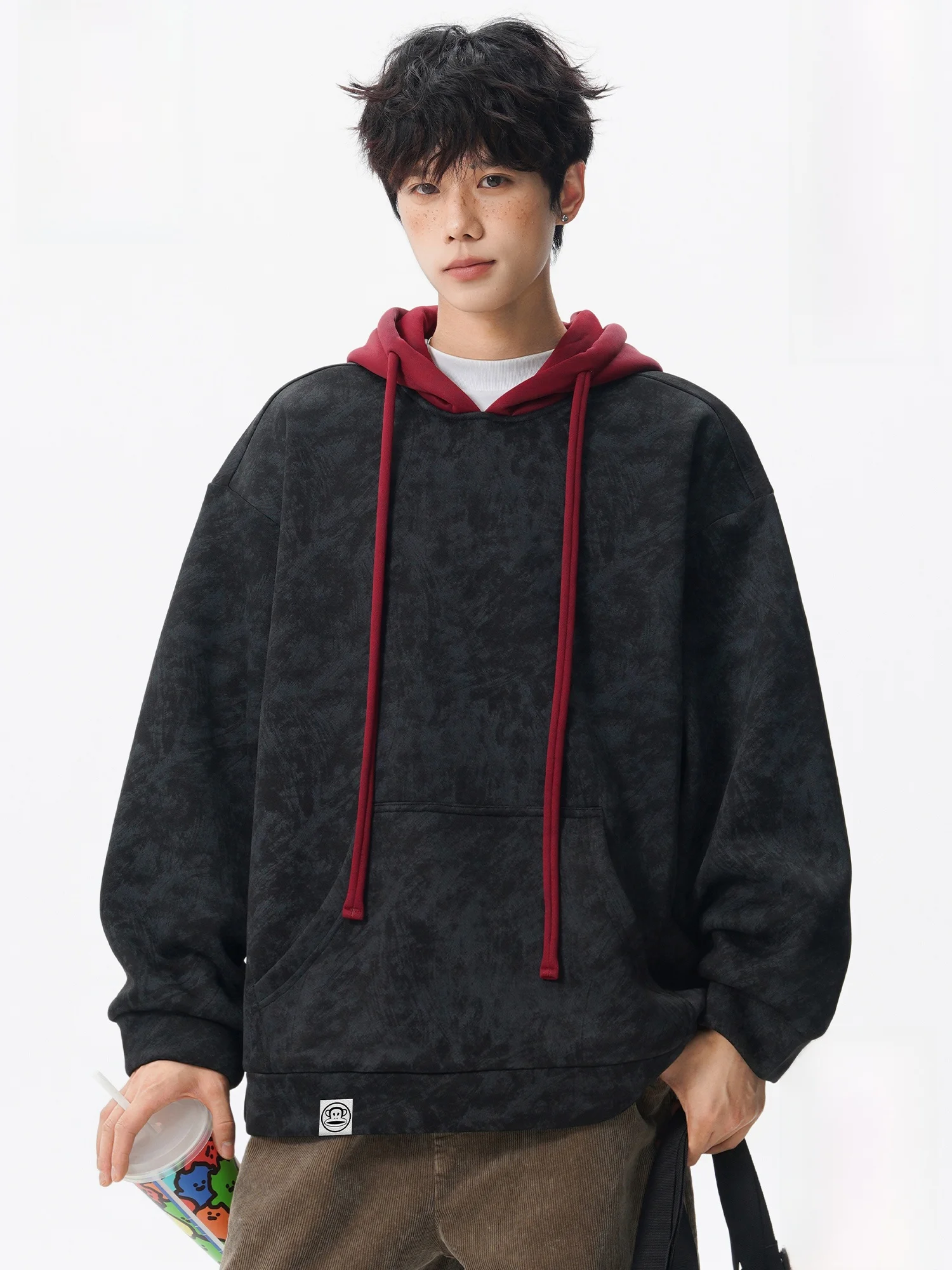 

PaulFrank Thiened Fce Hoodie Men's Winter Sportswear Contrast Color Design Casual Outerwear Comfortable Warmth Long Sve