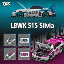 TM In Stock 1:64 LBWK Silvia S15 Open Hood Yellow Lightning Diecast Diorama Car Model Collection Miniature Toys TimeMicro