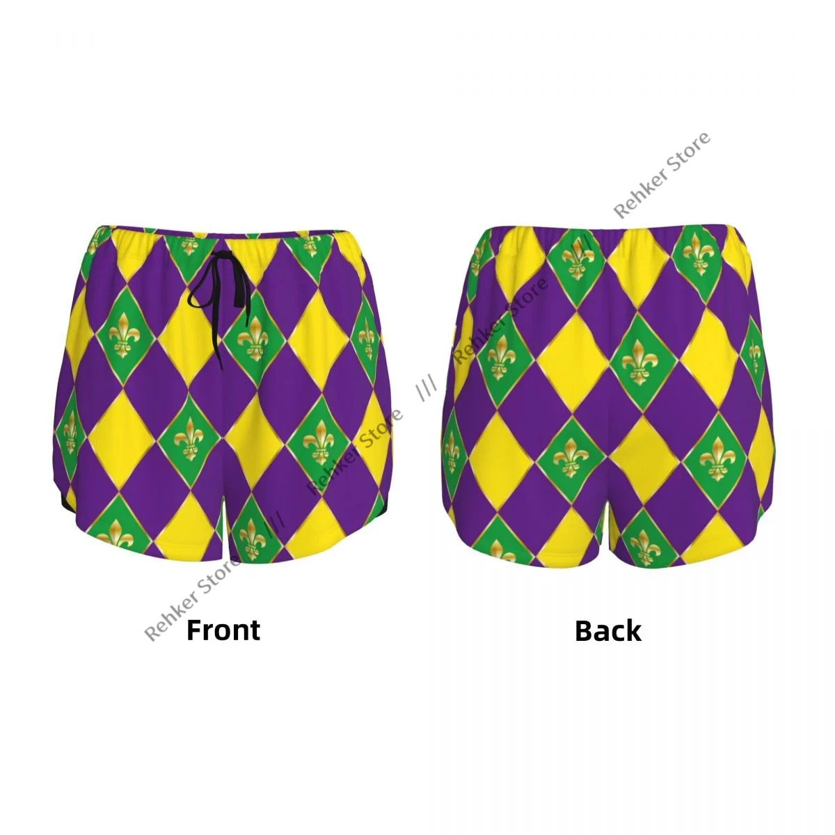 Women Yoga Shorts Masquerade Mardi Gras Checkered Workout Shorts Fitness quick-dry Ladies Yoga Gym Short Pants Sportswear