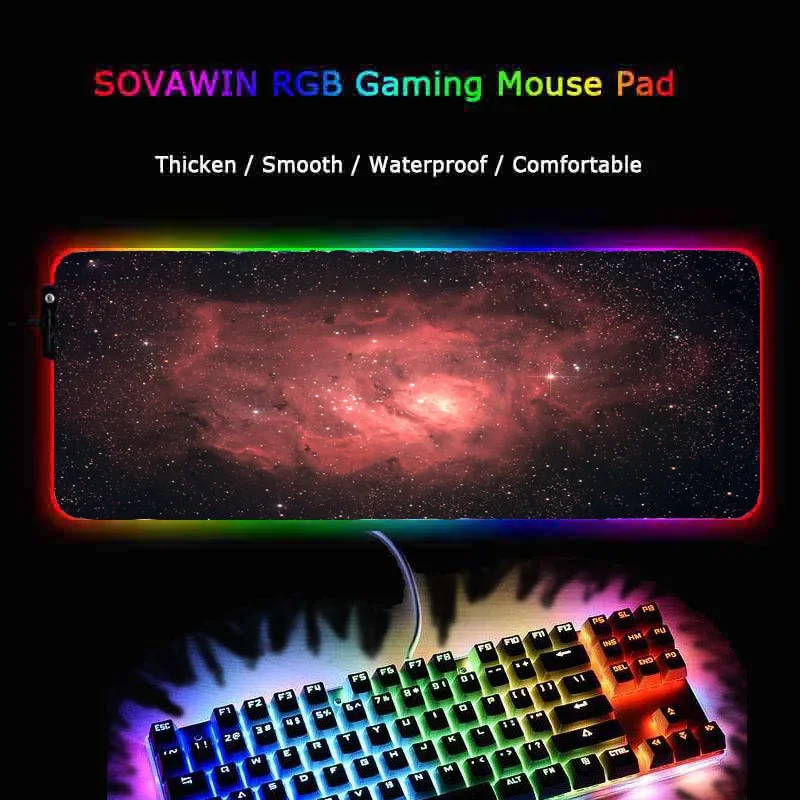 Gaming Mouse Pad Gamer PC Laptop Mousepad RGB Large Mousepads XXL Big Mouse Mat Space Moon Desk Mats Backlit Keyboard Mice Pads