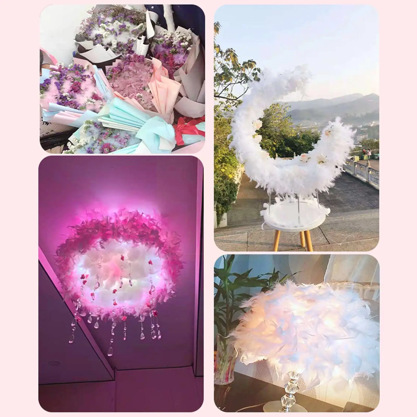 2m Feather Boa Christmas Tree Decoration White Feather Boa Ribbon Feathers Dress Garland Decorative Feathers Wedding Shawl C2W6