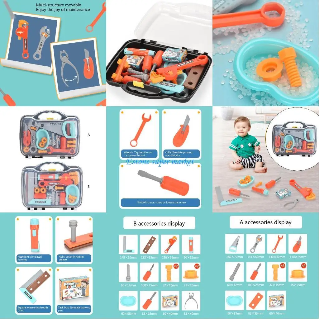 090B Conjunto ferramentas construção para carros STEM para crianças meninos meninas Conjunto ferramentas