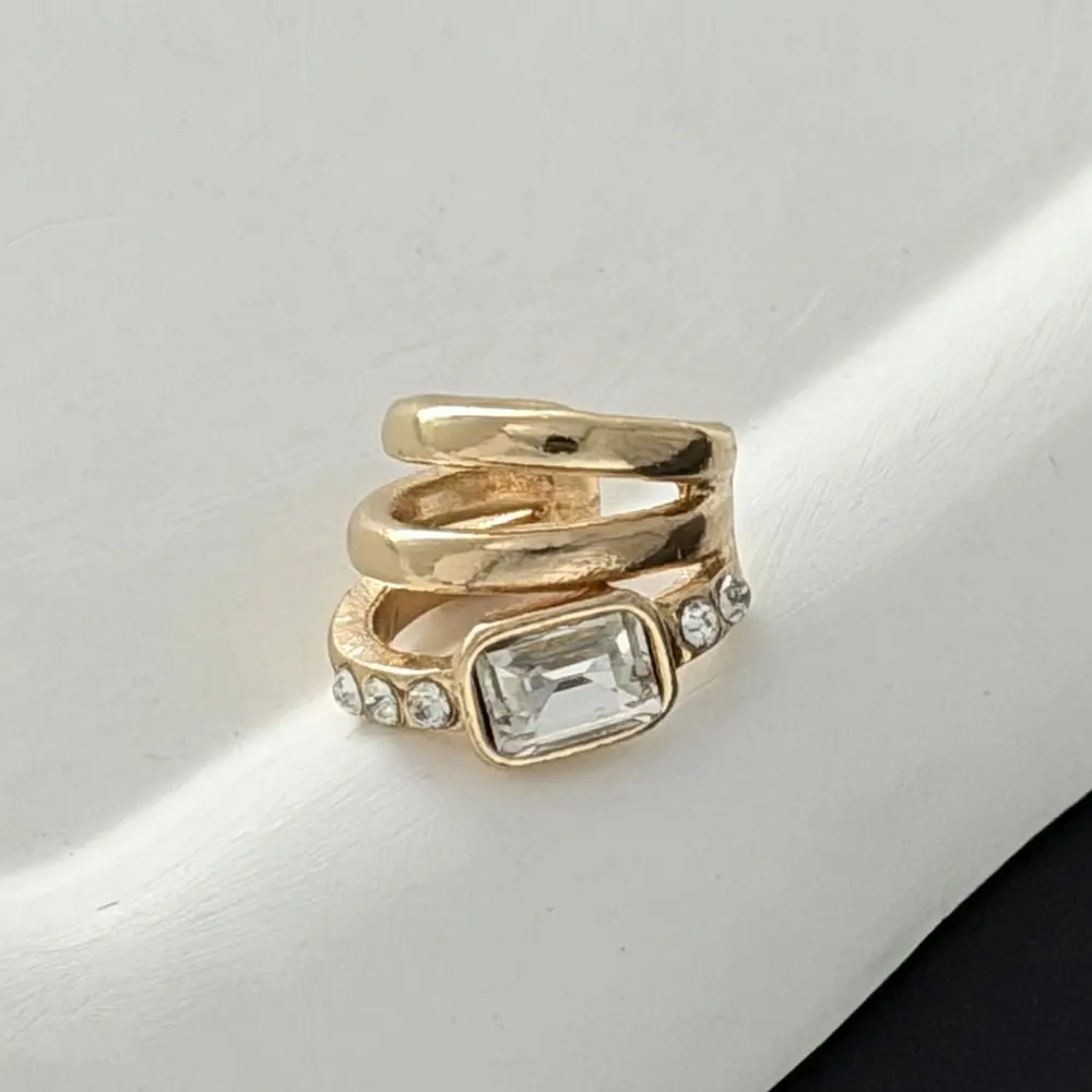 Multi-Layer C-shaped Ear Clip Golded Metal Square Zircon Stud Earrings Minimalism Silver Gold Jewelry Cartilage Ear Cuffs view 3