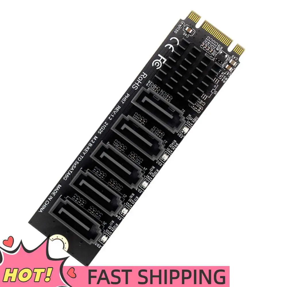 

M.2 NGFF B-Key Sata To SATA3 Expansion Card 6Gbps Converter Card Computer Accessories JM575 Chipset Support SSD and HDD 5 Ports