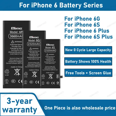 2025 Years EOBATACC Zupełnie nowa bateria o dużej pojemności do iphone 6/6S/6PLUS/6S PLUS Batería + darmowe narzędzia