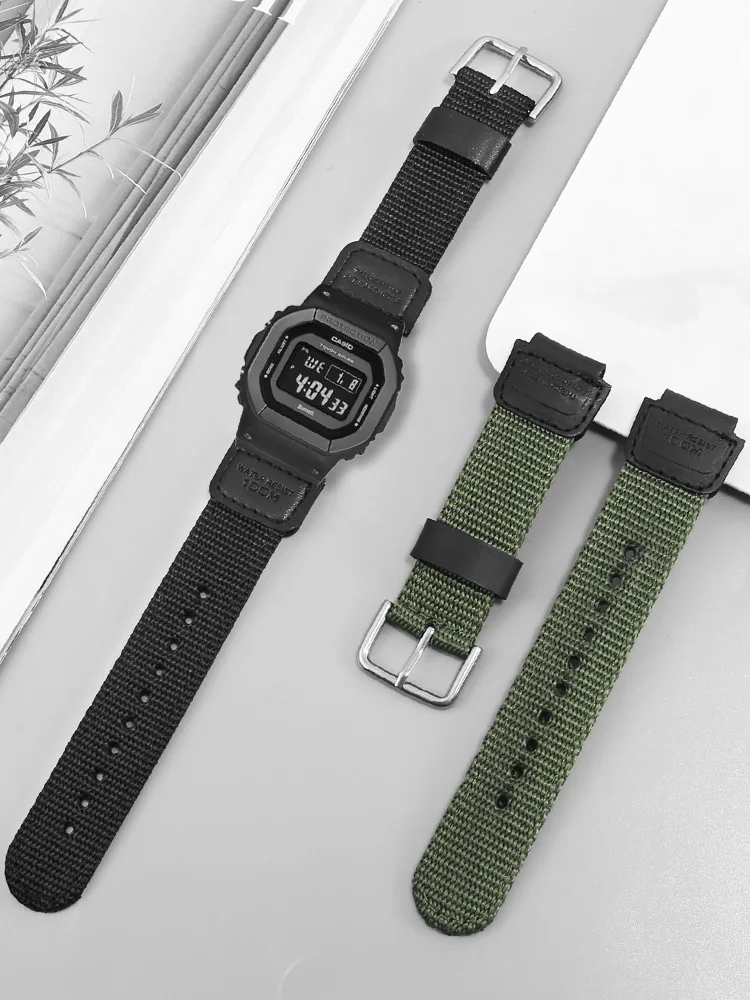 Adapted To C-a-s-i-o Small Square DW5600 GW-5000 5035 GW-M5610 Men's Canvas Nylon Watch Strap