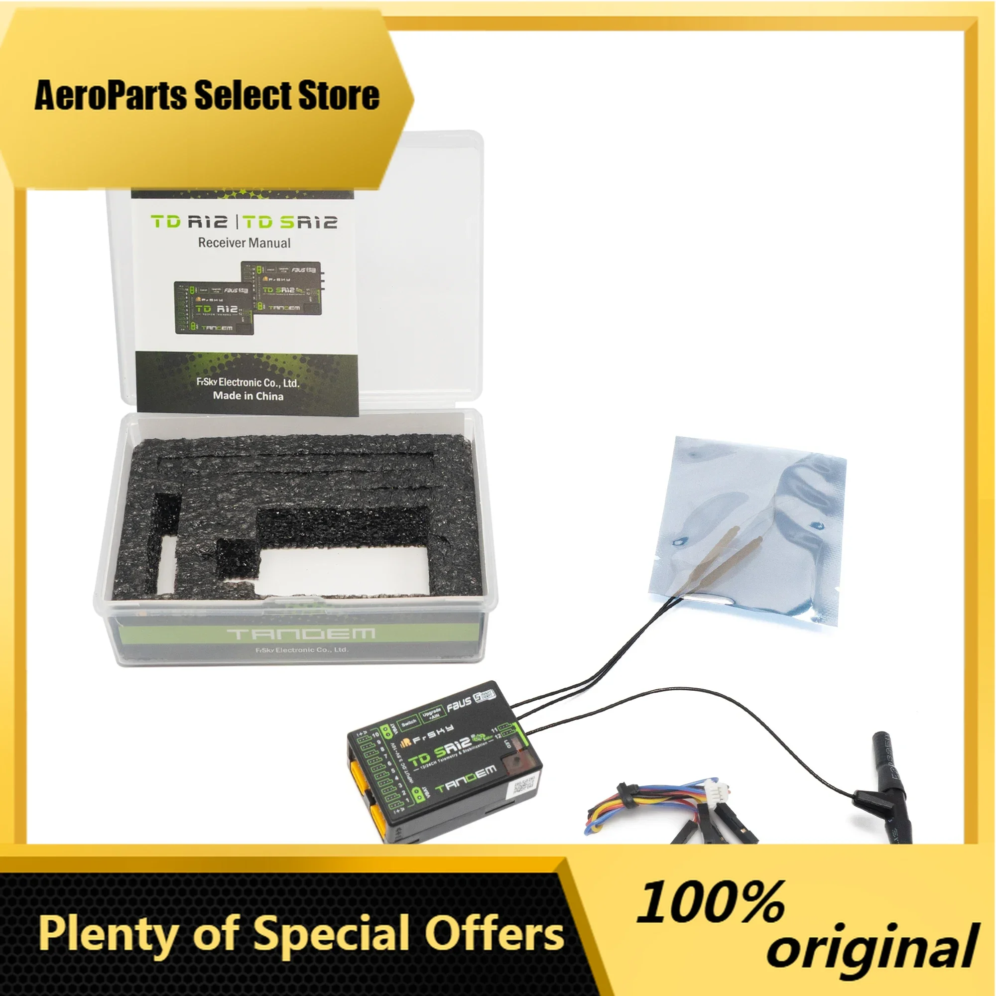 AeroPartsFrSky TDSR12 2.4GHz & 900MHz Self-stabilized Dual Band Receiver 12 Channels for RC Drone