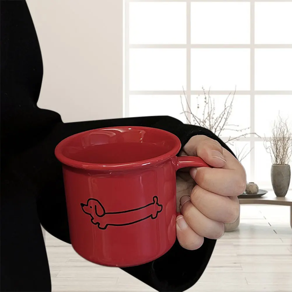 Keramiktasse mit Dackelmotiv, für Kaffee, Tee und Milch, süße Welpentasse, modischer Handtrinkbecher, tolles Geschenk für Liebhaber und Freunde
