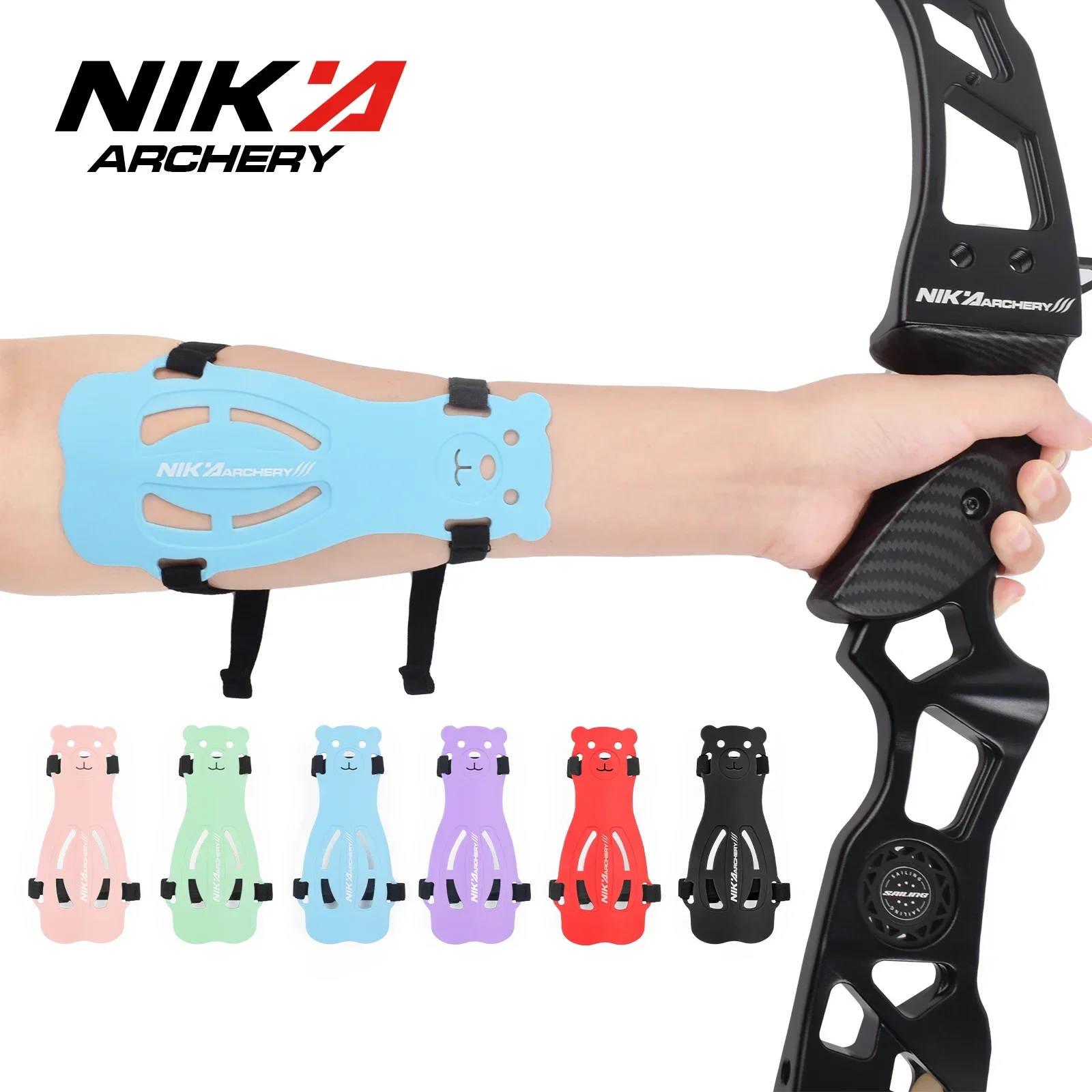 1PC AG08 Archery Plastic Bear Arm Guard For Archers Soft Protector Gear Safe Rubber Adjustable Archery Hunting High Quality