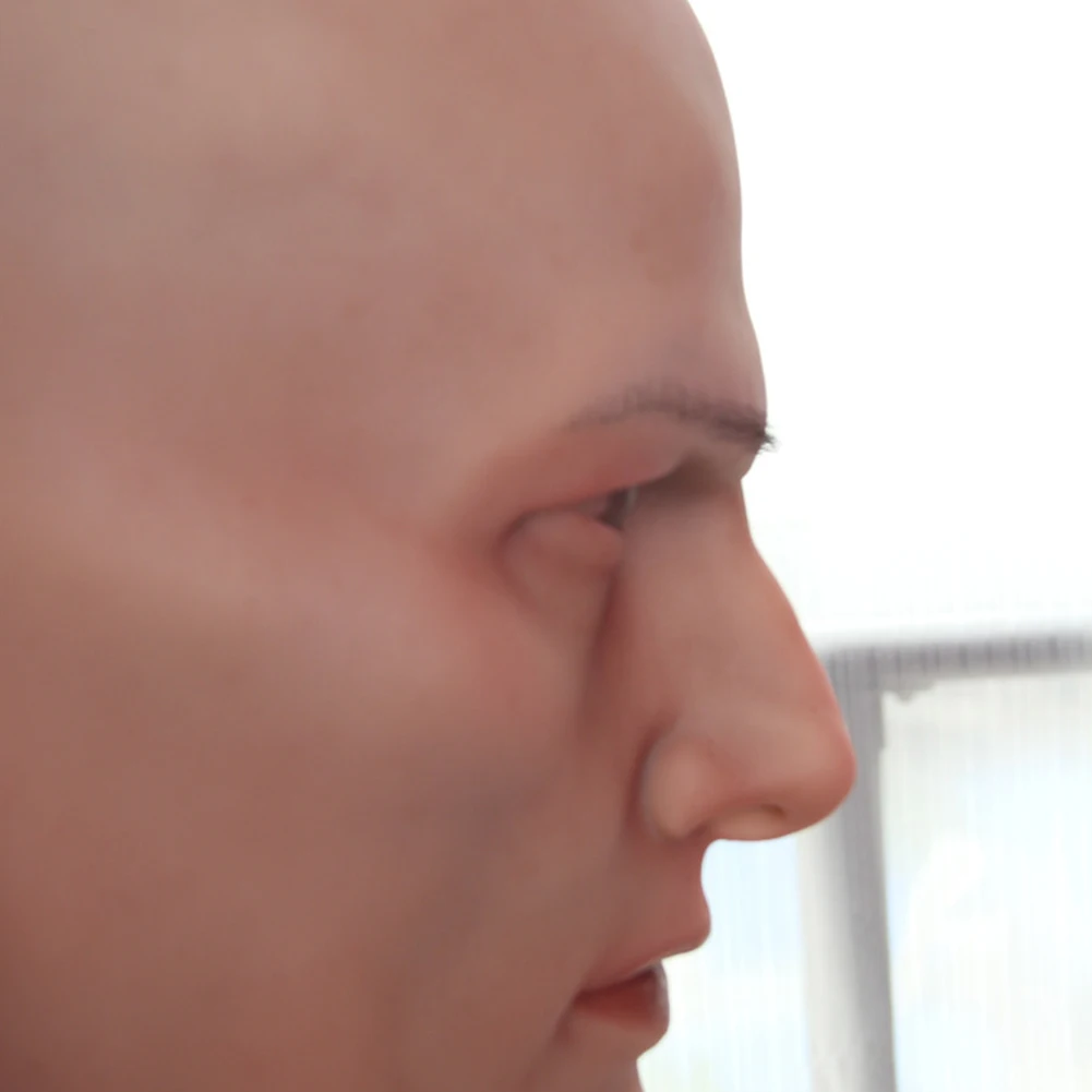Dokier Young Man Realistic Silicone Mask Hand Made Full Headwear Hood Halloween Cosplay