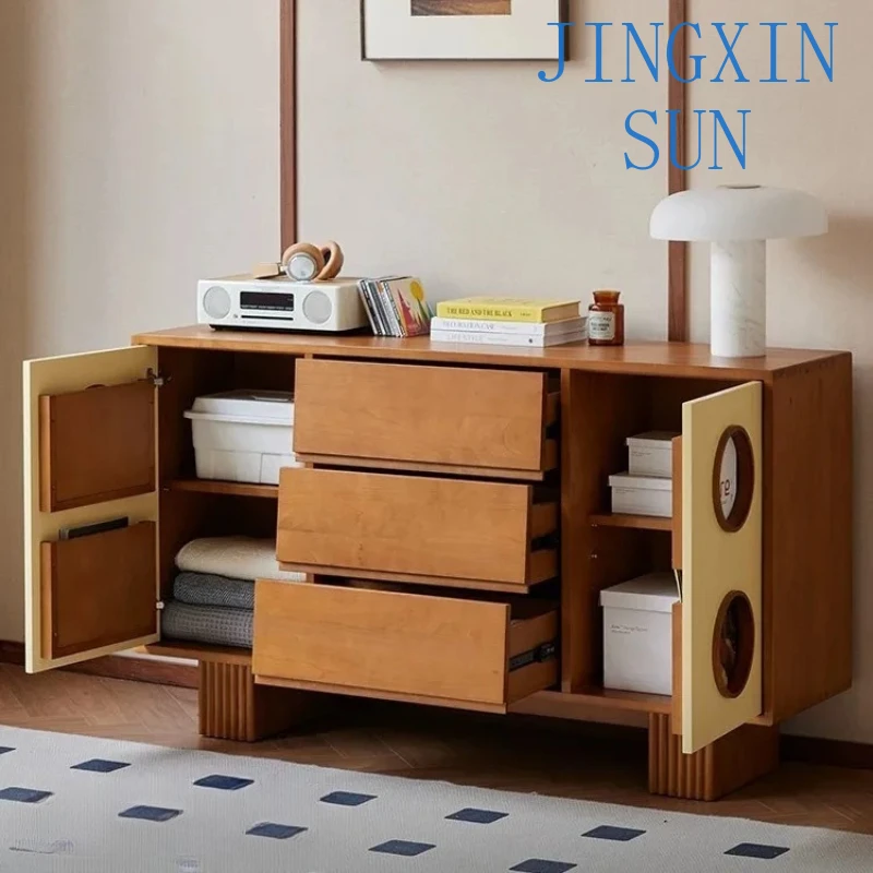 Acoustic Storage System for Audio Equipment and Vinyl Collection Retro Solid Wood Square Side Cabinet for Organizing Speakers