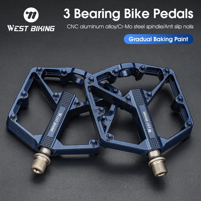 Pedales de bicicleta ultraligeros WEST BIKING, pedales BMX antideslizantes de 3 rodamientos para Ciclismo de Carretera de montaña, pedales planos de