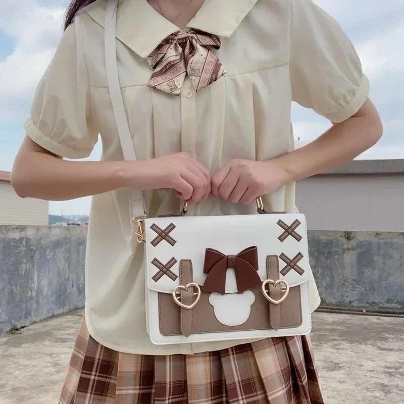 Xiuya Harajuku Lolita Shoulder Bag Women Japanese Kawaii Bowknot Female Messenger Bag Cute Womens Handbag 2021 Satchel Pouch