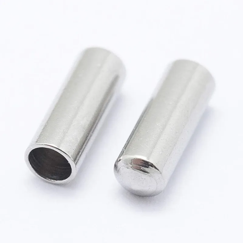 20 PCS Stainless Steel Column End Caps Leather Cord Ends Leather Cord Terminators Fasteners Cord Ends Caps for Jewelry Making