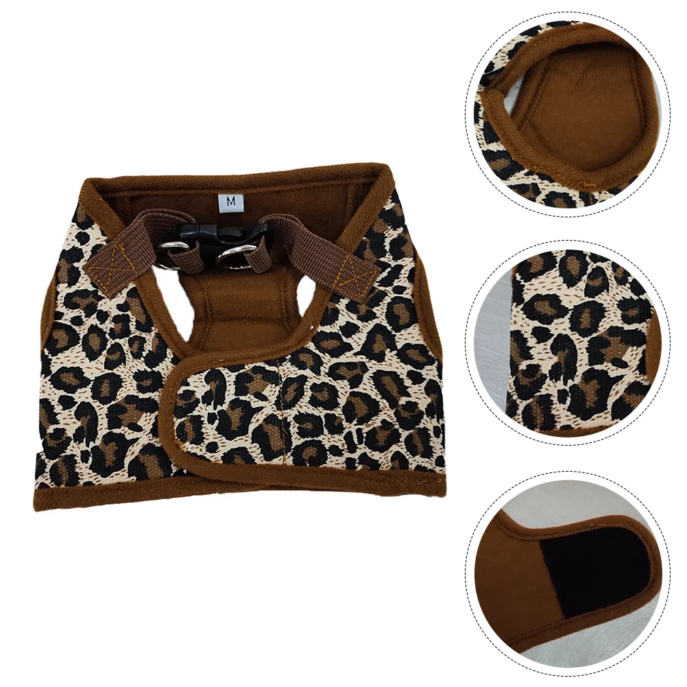 Pet Dog Canvas Chest Harness Vest - Size M (Leopard Print)