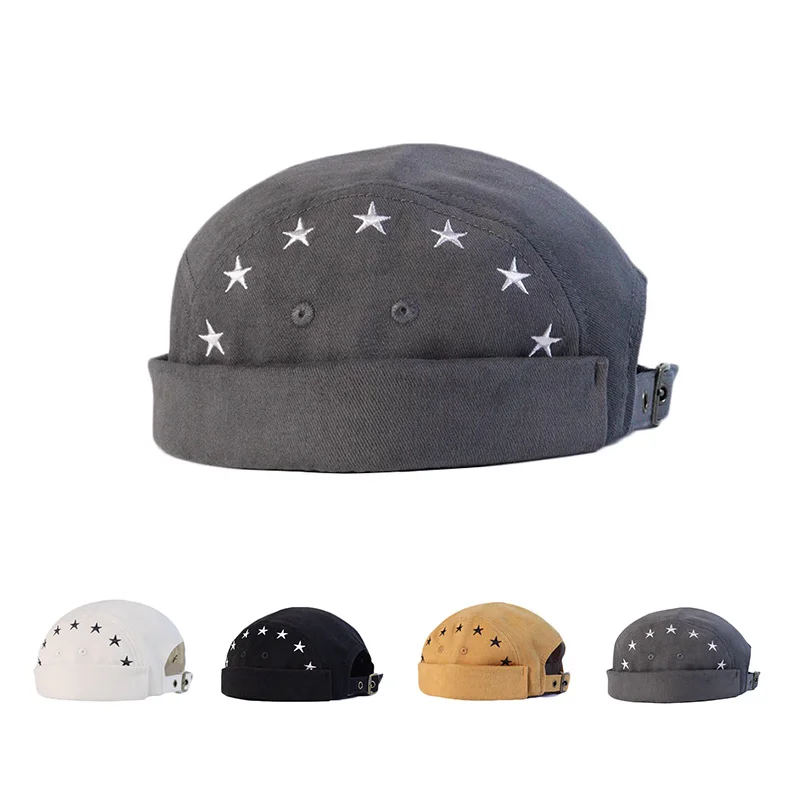 Autumn Winter Men's Docker Beanie Cap Retro Stars Cotton Brimless Sailor Fisherman Leon Hat Ladies Landlord Hat Skull Cap