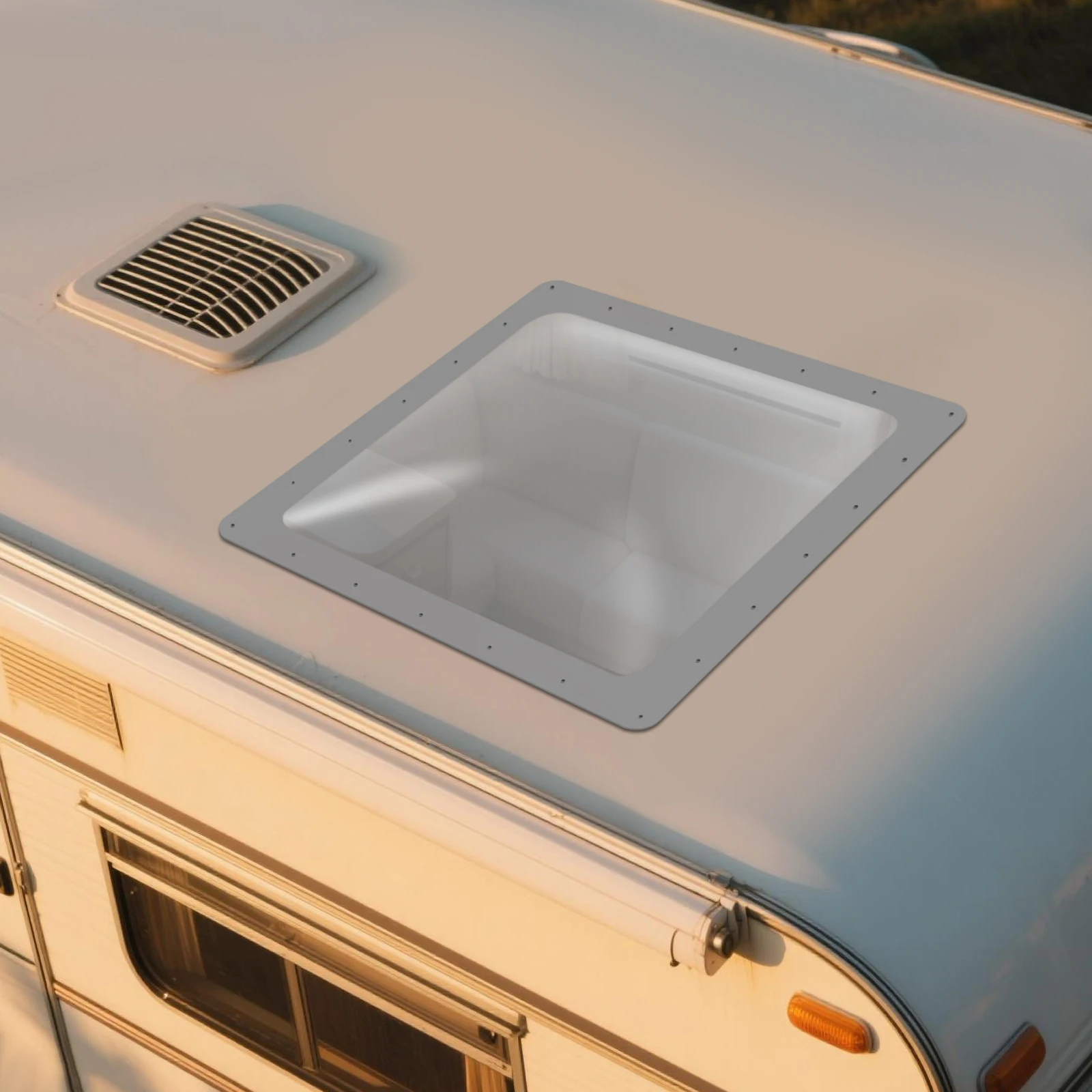 RV كوة القبة الخارجية مادة الكمبيوتر مقاومة للأشعة فوق البنفسجية لون دخاني 66x66 سنتيمتر بديل عالمي لسقف التخييم #6