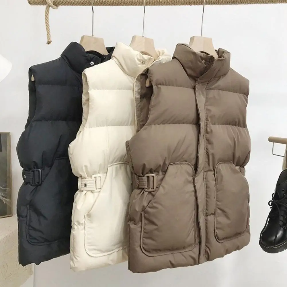 Breathable Puffer Vest Women's Quilted Puffer Vest with Hood Casual Sleeveless Zip-up Jacket Warm Stand Collar for Winter