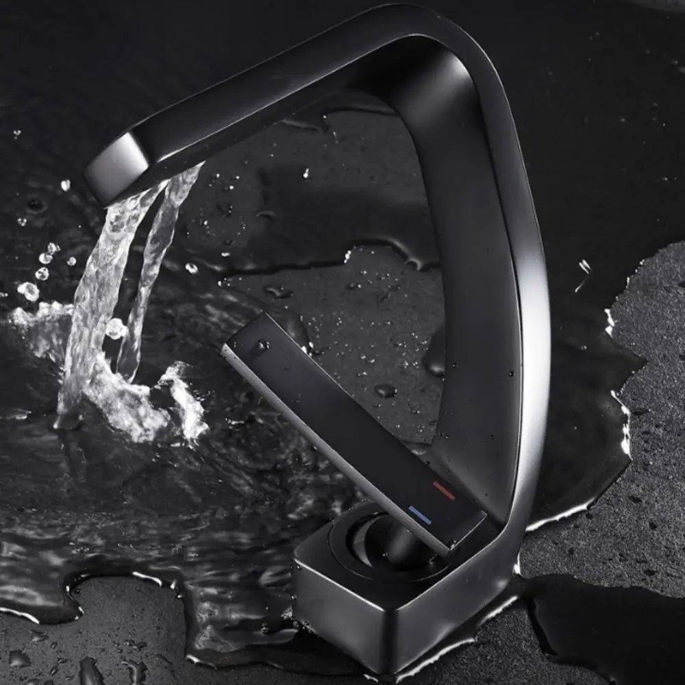 

Matte Golden White Basin Faucet Black Chrome Single Handle Mixer Tap Brushed Gold Contemporary Design Waterfall Tap