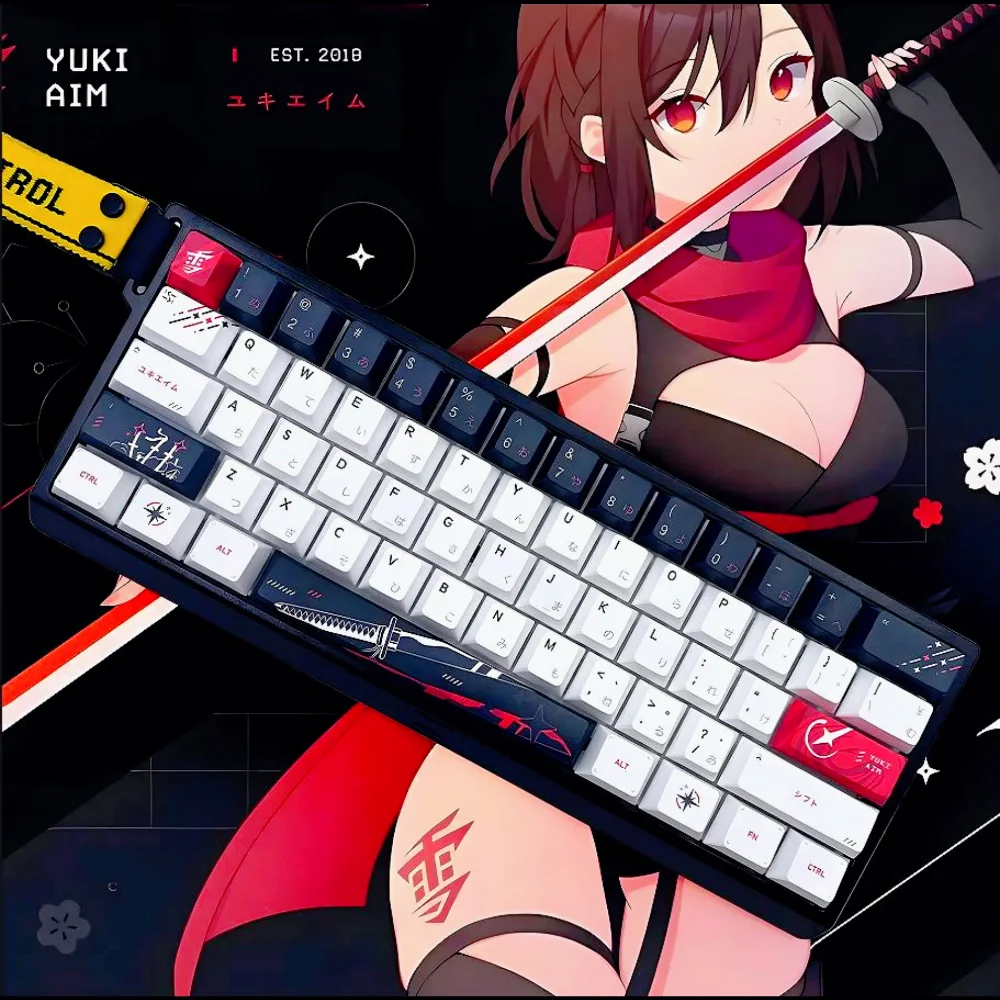 

Yuki Aim Japanese Cherry Keycap Set PBT 134 Keys Anime Cartoon for 60/64/84/98/108 Mechanical Keyboards